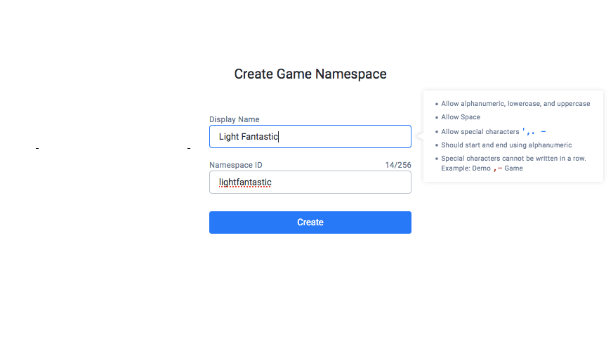 Creating Game Namespace