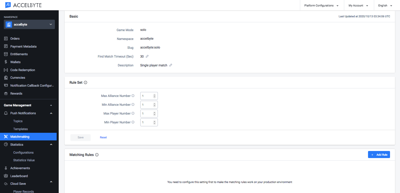 Adding Rules to Game Matchmaking Configuration